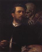 Arnold Bucklin Self-Portrait iwh Death Playing the Violin France oil painting artist